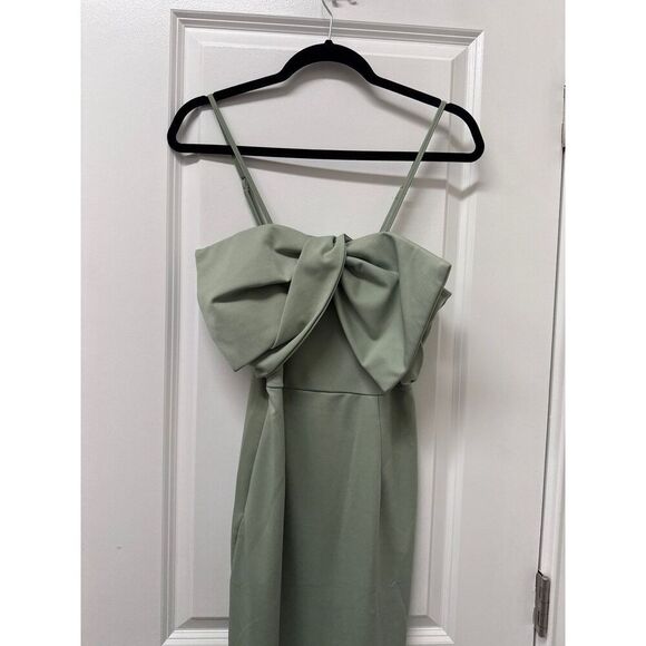 Shein Sage Dreen large bow spaghetti strap maxi midi dress size S - Picture 1 of 2